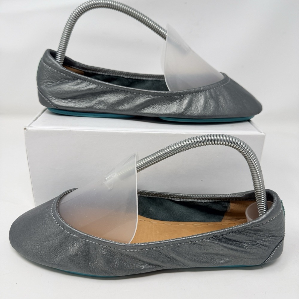 Tieks by Gavrieli Women's Size 8 Leather Ballet Flats Metallic Pewter Silver